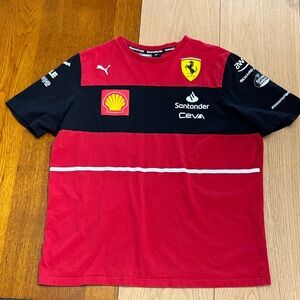 Scuderia Ferrari F1 Charles Leclerc T-shirt Puma Red and Black Motorsport Tee
